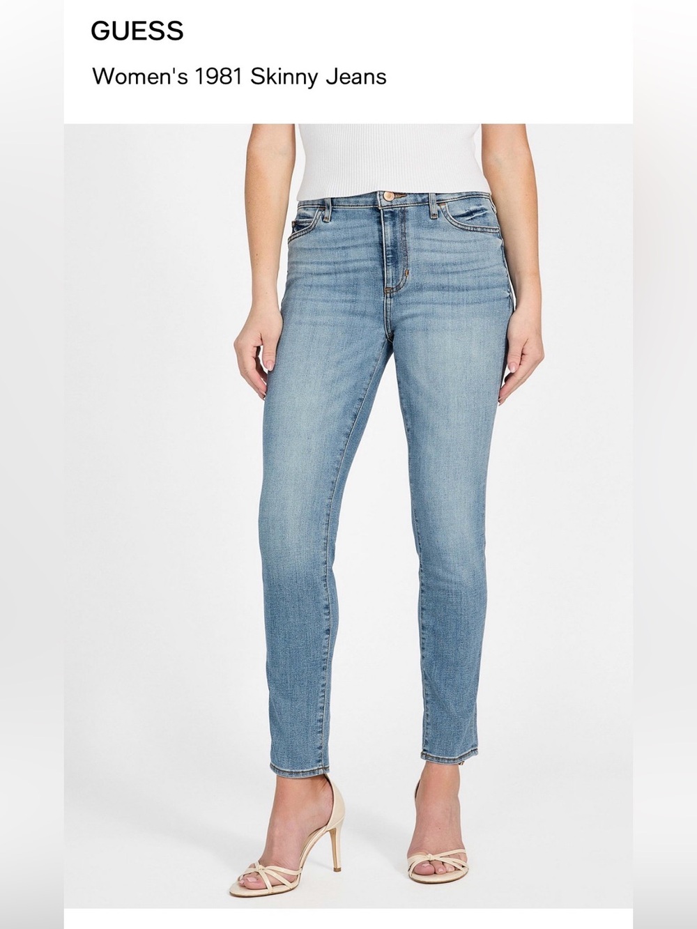 NWT GUESS Women's 1981 High Waisted Skinny Jeans Size 27 Zircon Blue NWT
